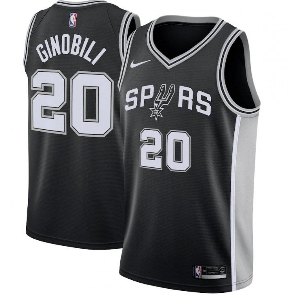 Men's San Antonio Spurs Manu Ginobili #20 Black 2020/21 Swingman Jersey - Icon Edition-Pro Kit Vault | Brand New 26/27 Sports Jerseys